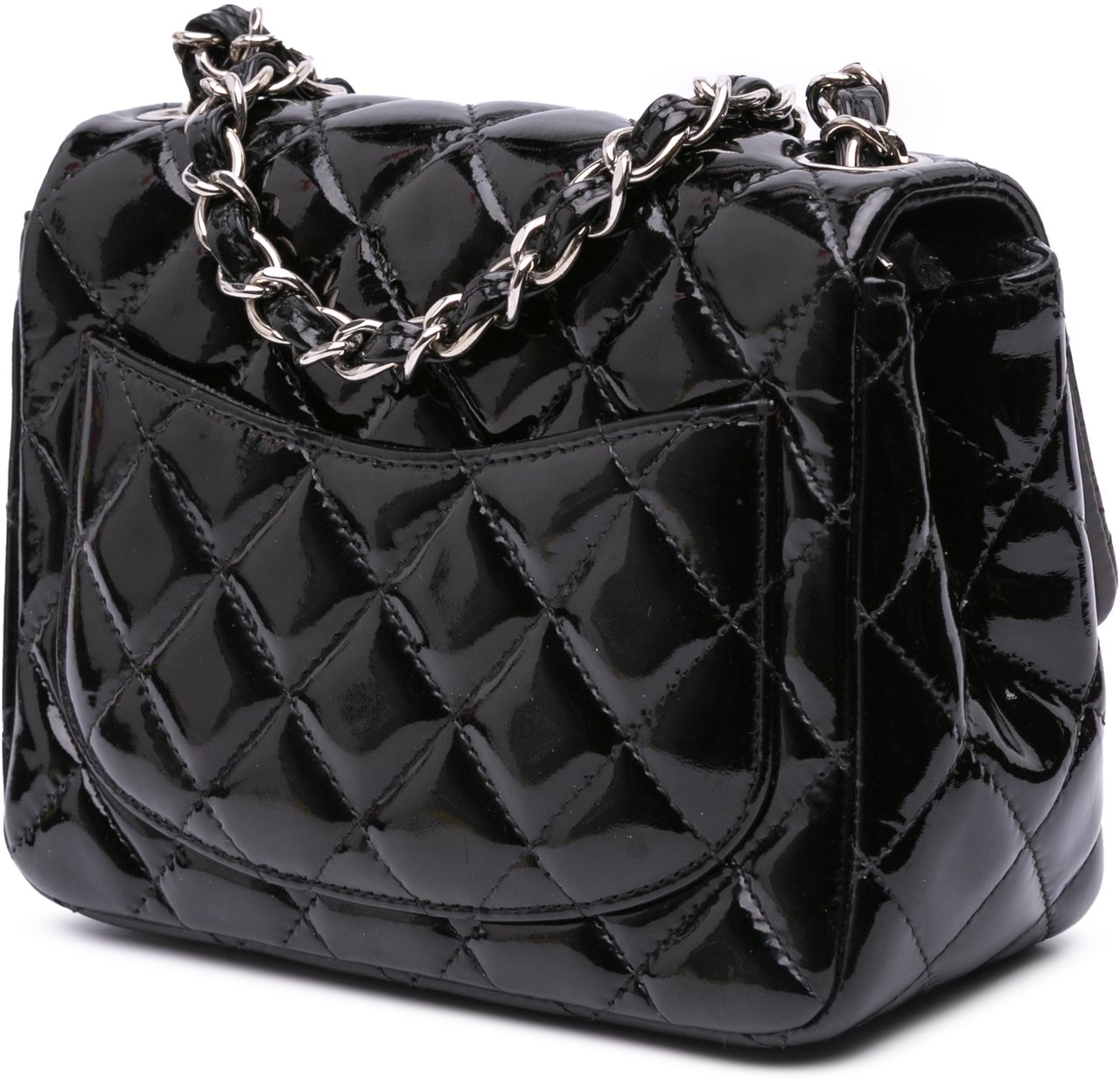 Chanel Mini Square Classic Patent Single Flap Zwart