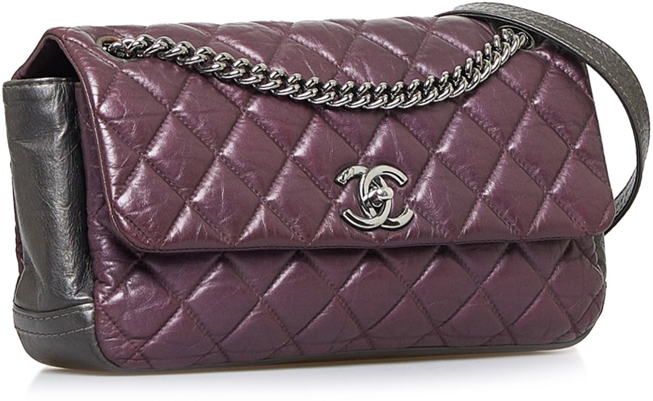 Chanel Glazed Matelasse Portobello Flap Bag Paars