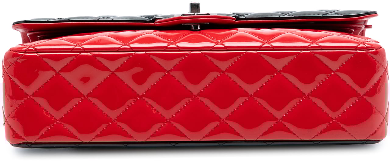 Chanel Medium Classic Bicolor Patent Double Flap Zwart