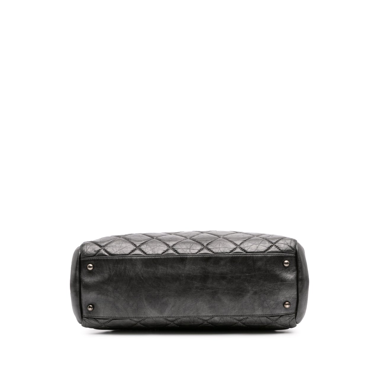 Chanel Large Aged Calfskin Just Mademoiselle Bowling Bag Grijs