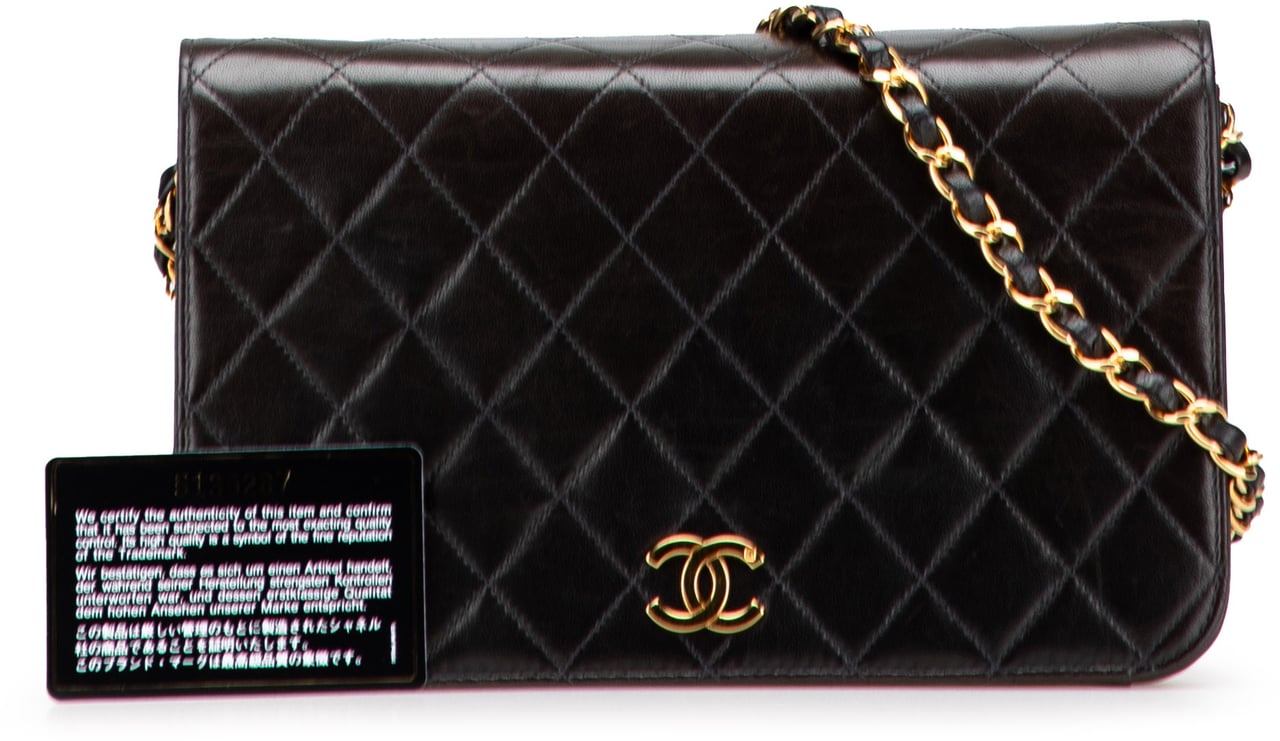 Chanel CC Quilted Lambskin Full Single Flap Zwart