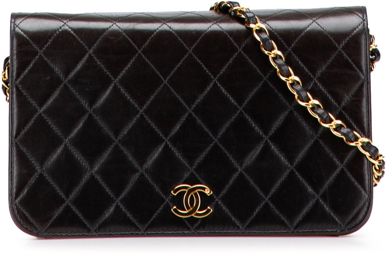 Chanel CC Quilted Lambskin Full Single Flap Zwart