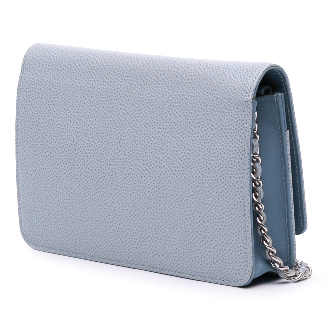Chanel CC Caviar Wallet On Chain Blauw