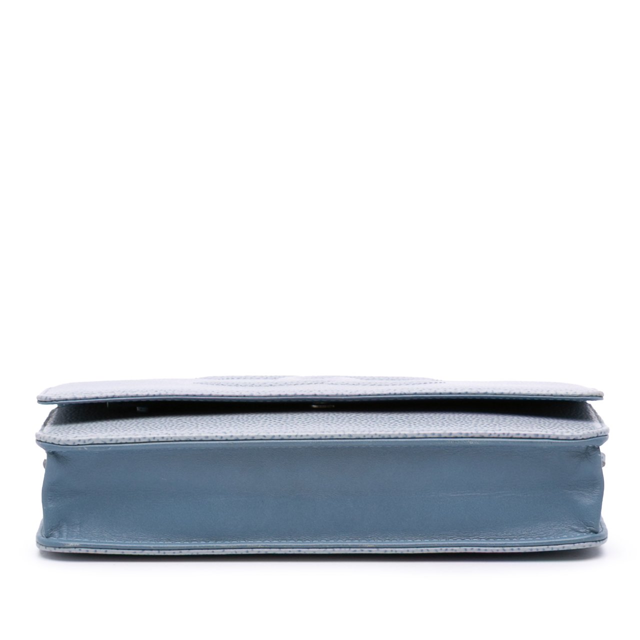 Chanel CC Caviar Wallet On Chain Blauw