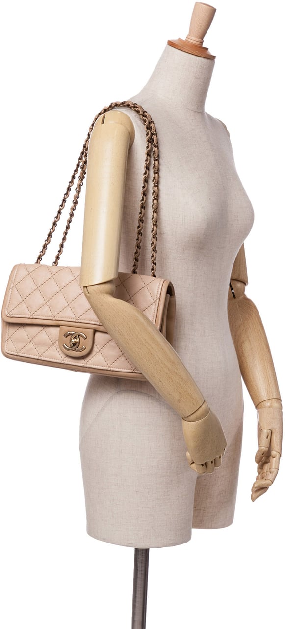 Chanel Medium Bicolor Calfskin Graphic Flap Bruin