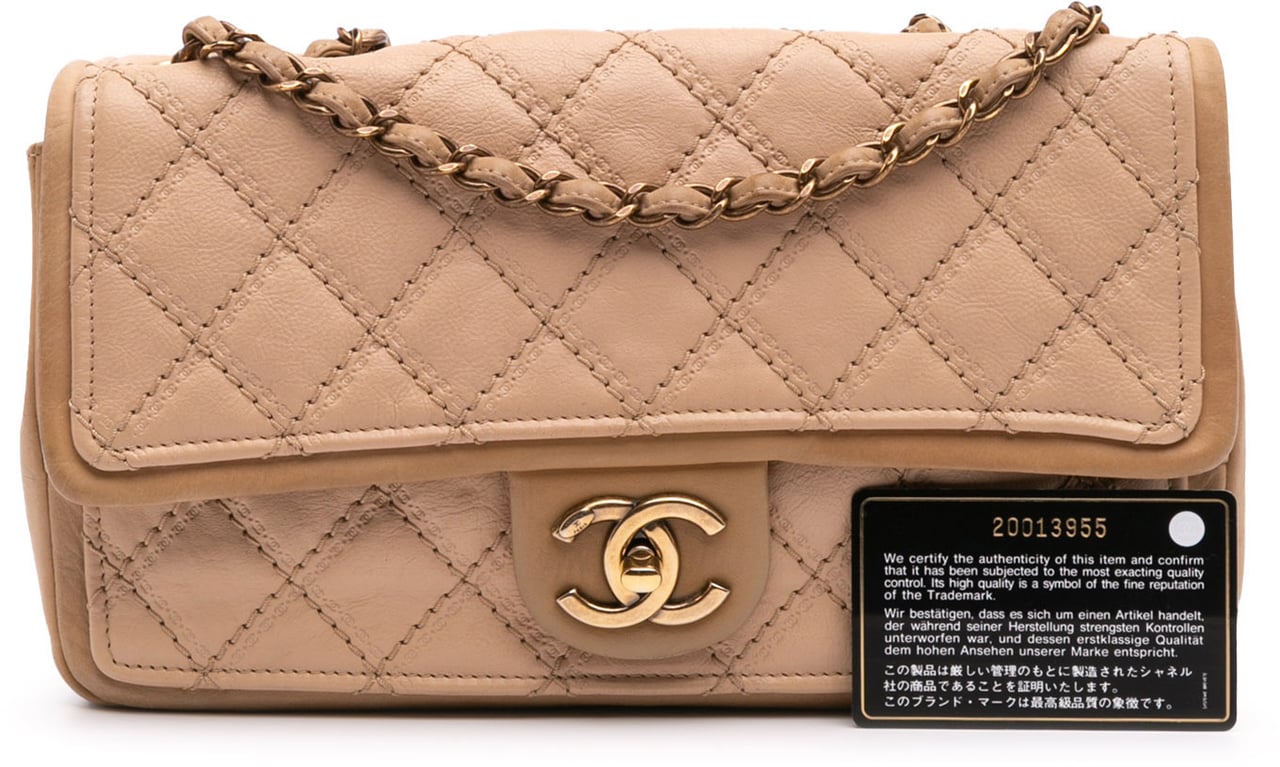 Chanel Medium Bicolor Calfskin Graphic Flap Bruin