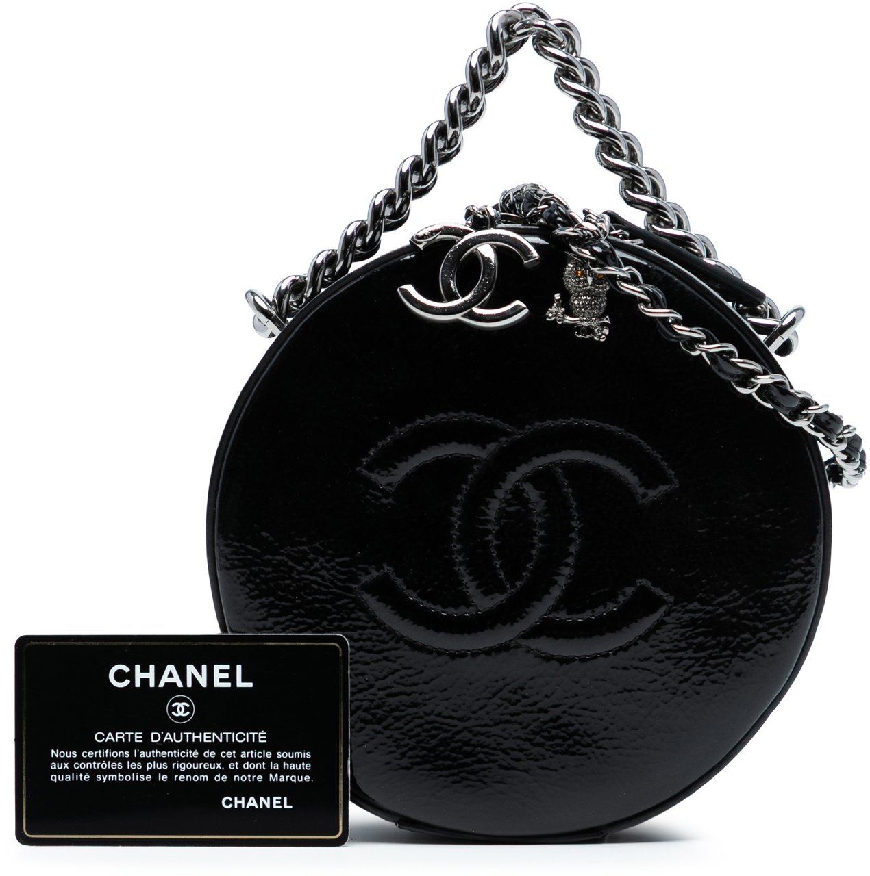 Chanel Patent Leather Round As Earth Crossbody Zwart