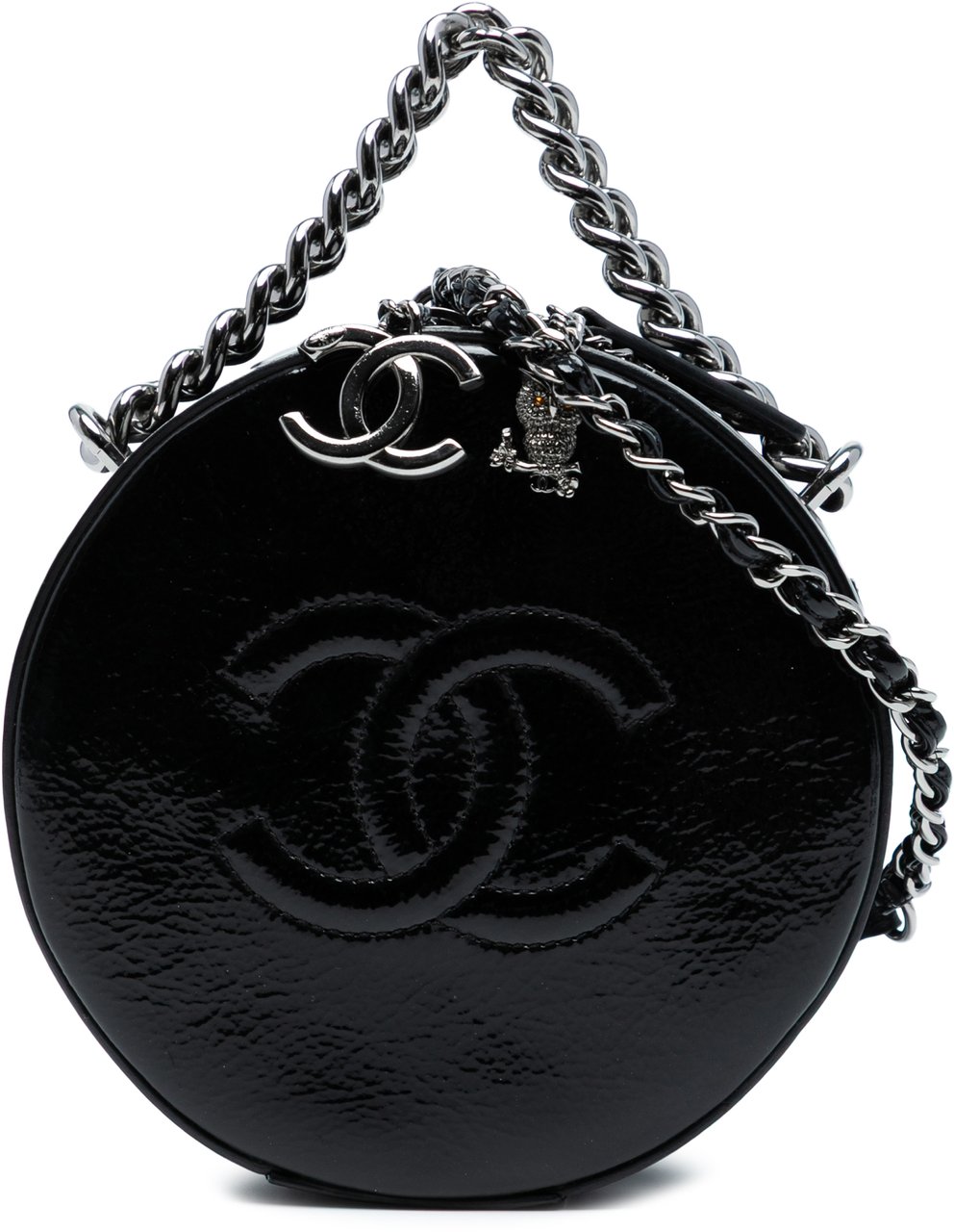 Chanel Patent Leather Round As Earth Crossbody Zwart