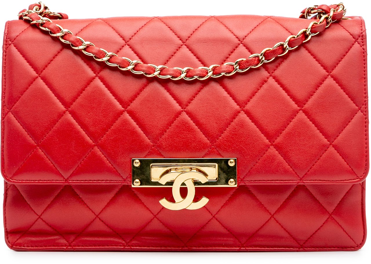 Chanel Large Quilted Lambskin Golden Class Flap Rood