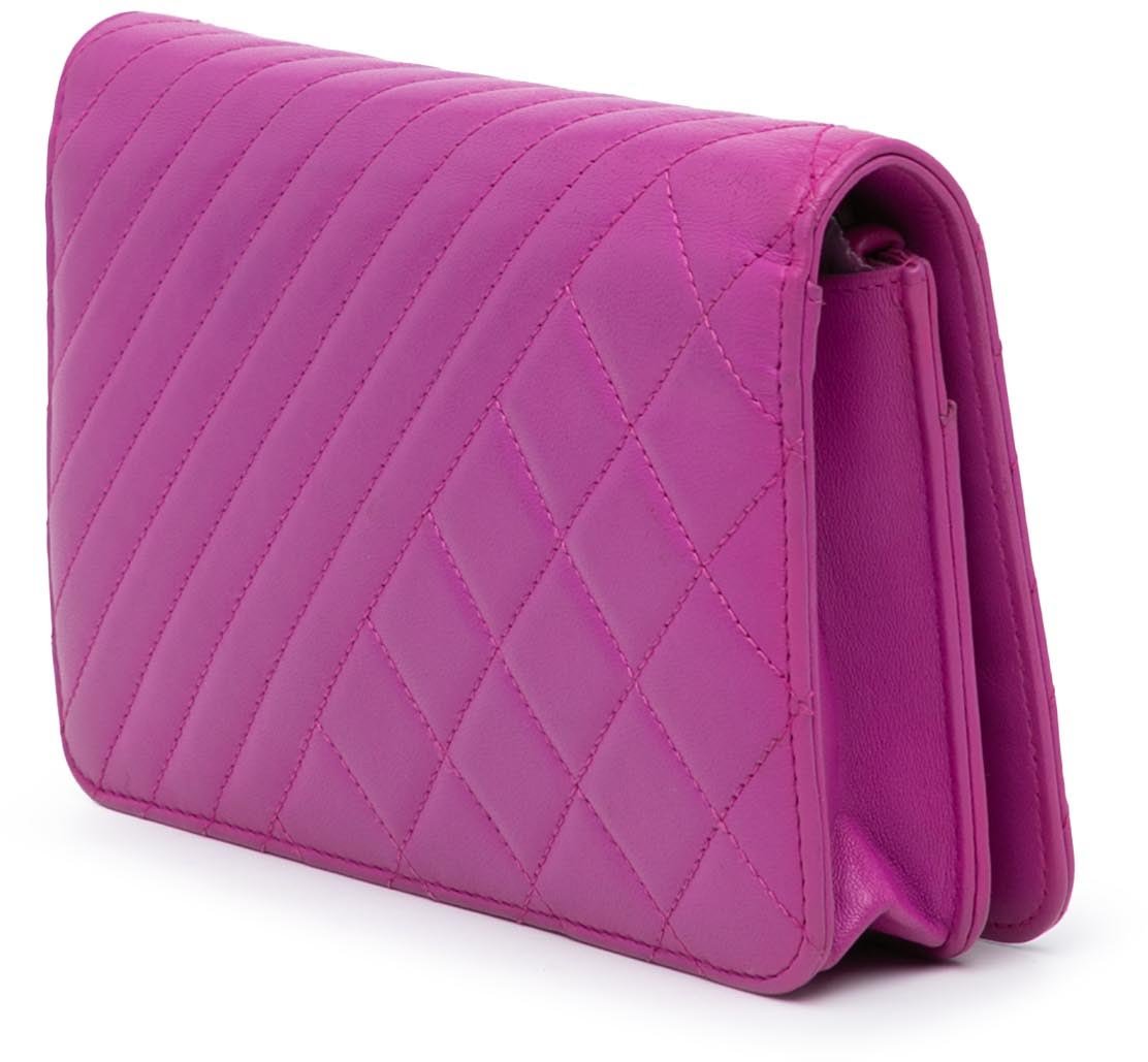 Chanel Lambskin Coco Boy Wallet On Chain Paars