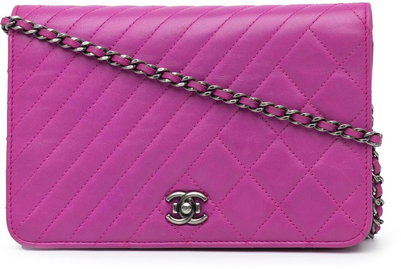 Chanel Lambskin Coco Boy Wallet On Chain Paars