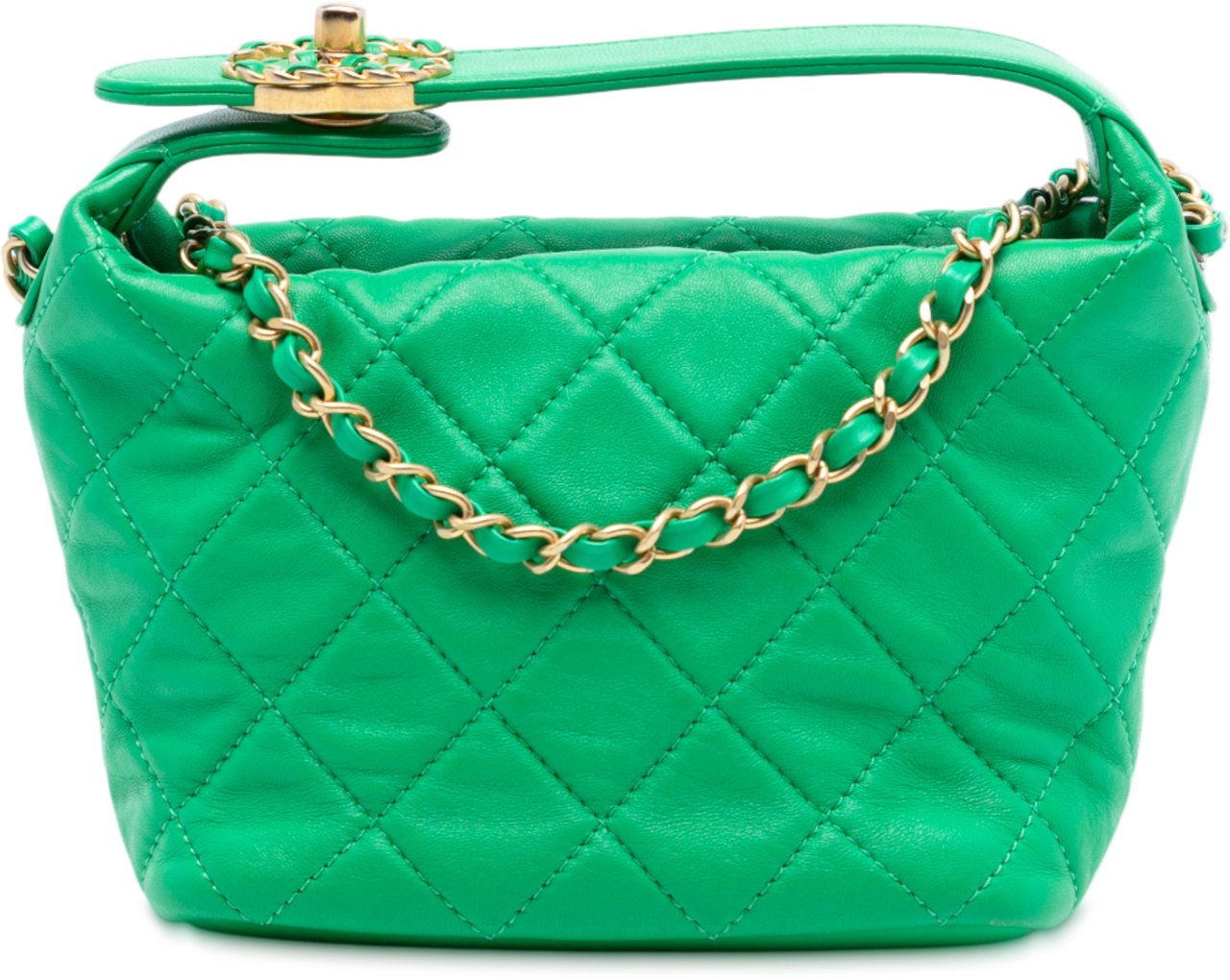 Chanel Small Quilted Lambskin Perfect Meeting Hobo Groen