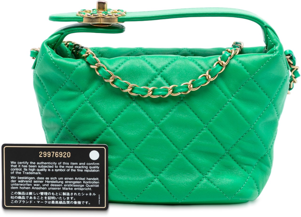 Chanel Small Quilted Lambskin Perfect Meeting Hobo Groen