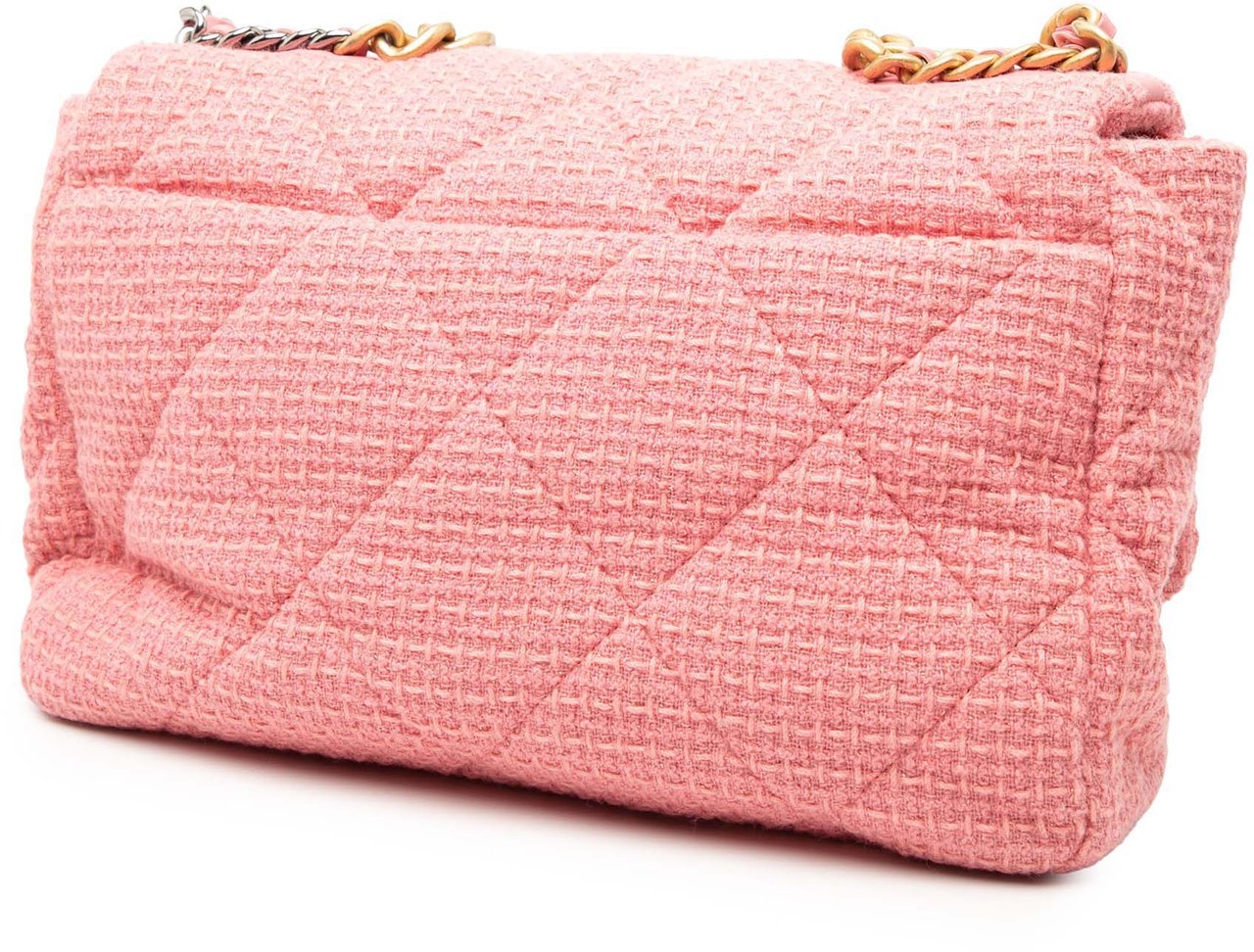 Chanel Maxi Tweed 19 Flap Roze