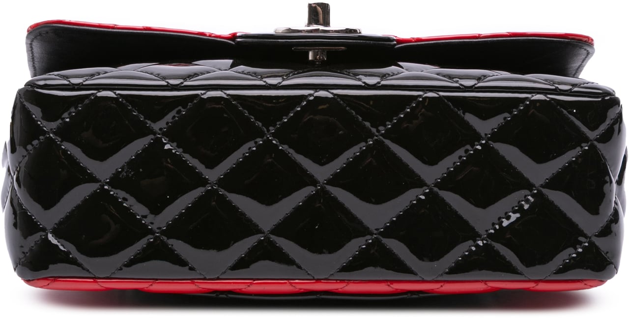 Chanel Mini Rectangular Classic Bicolor Patent Single Flap Rood