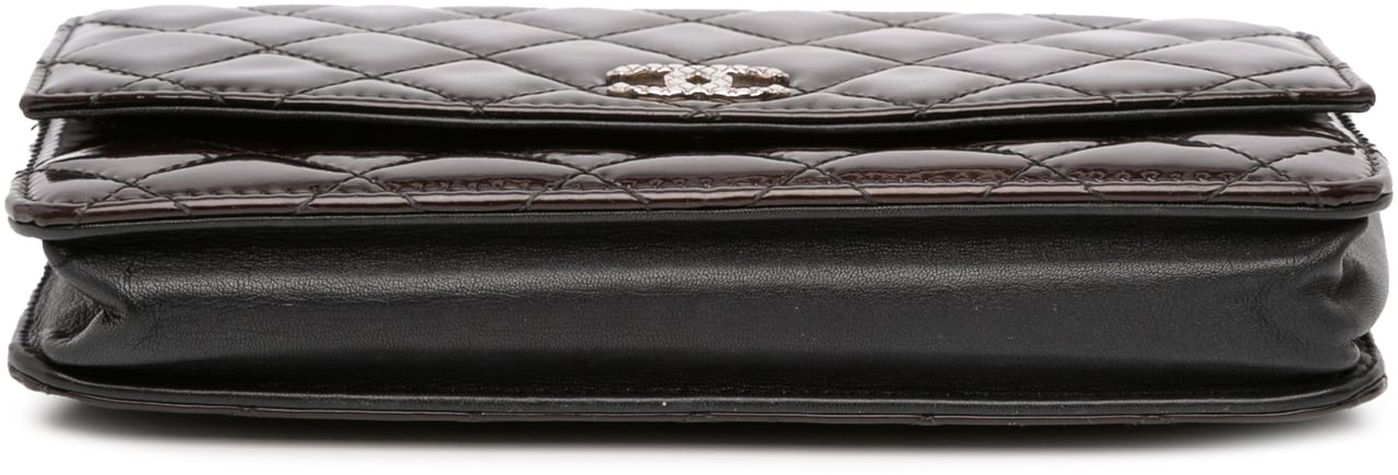 Chanel CC Quilted Patent Brilliant Wallet On Chain Zwart