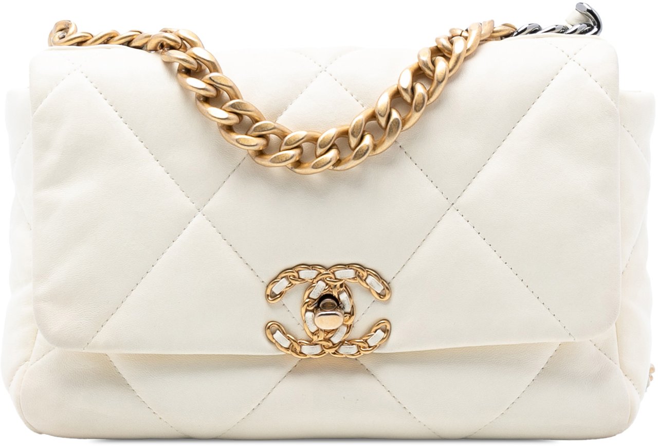 Chanel Medium Lambskin 19 Flap Wit