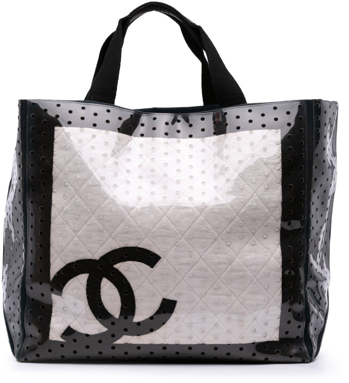 Chanel CC Quilted Cotton and PVC Punching Tote Wit