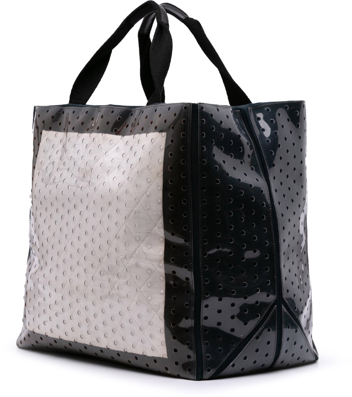 Chanel CC Quilted Cotton and PVC Punching Tote Wit