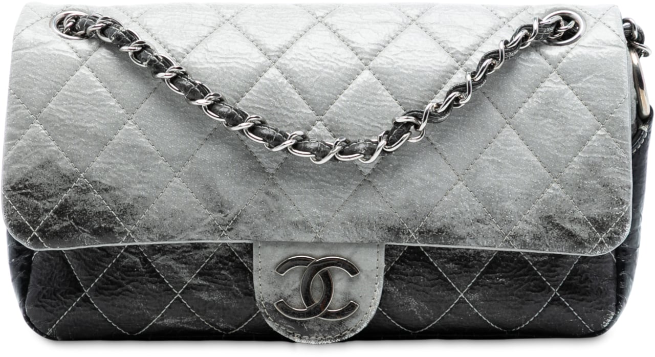 Chanel Small CC Quilted Vinyl Melrose Degrade Flap Grijs