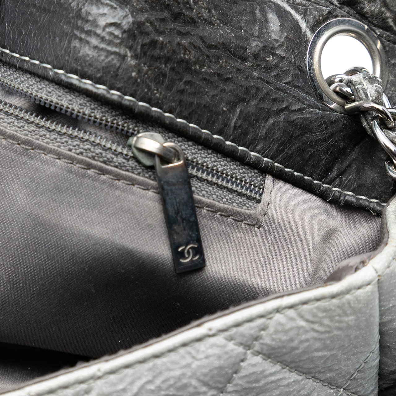 Chanel Small CC Quilted Vinyl Melrose Degrade Flap Grijs