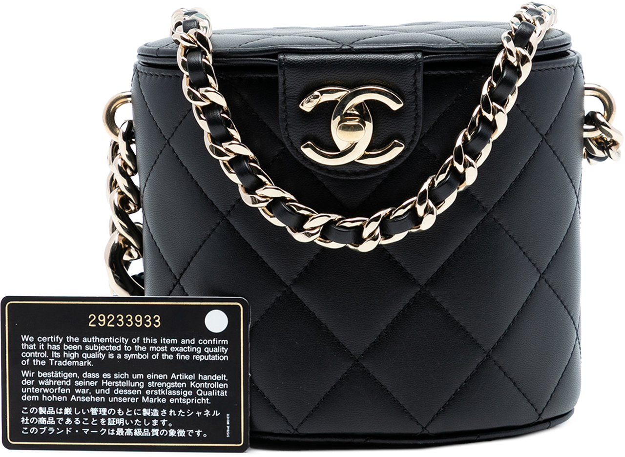 Chanel Mini Quilted Lambskin Elegant Chain Vanity Case Zwart