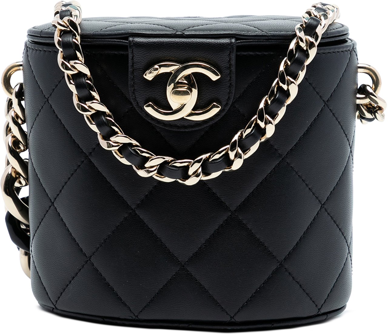 Chanel Mini Quilted Lambskin Elegant Chain Vanity Case Zwart