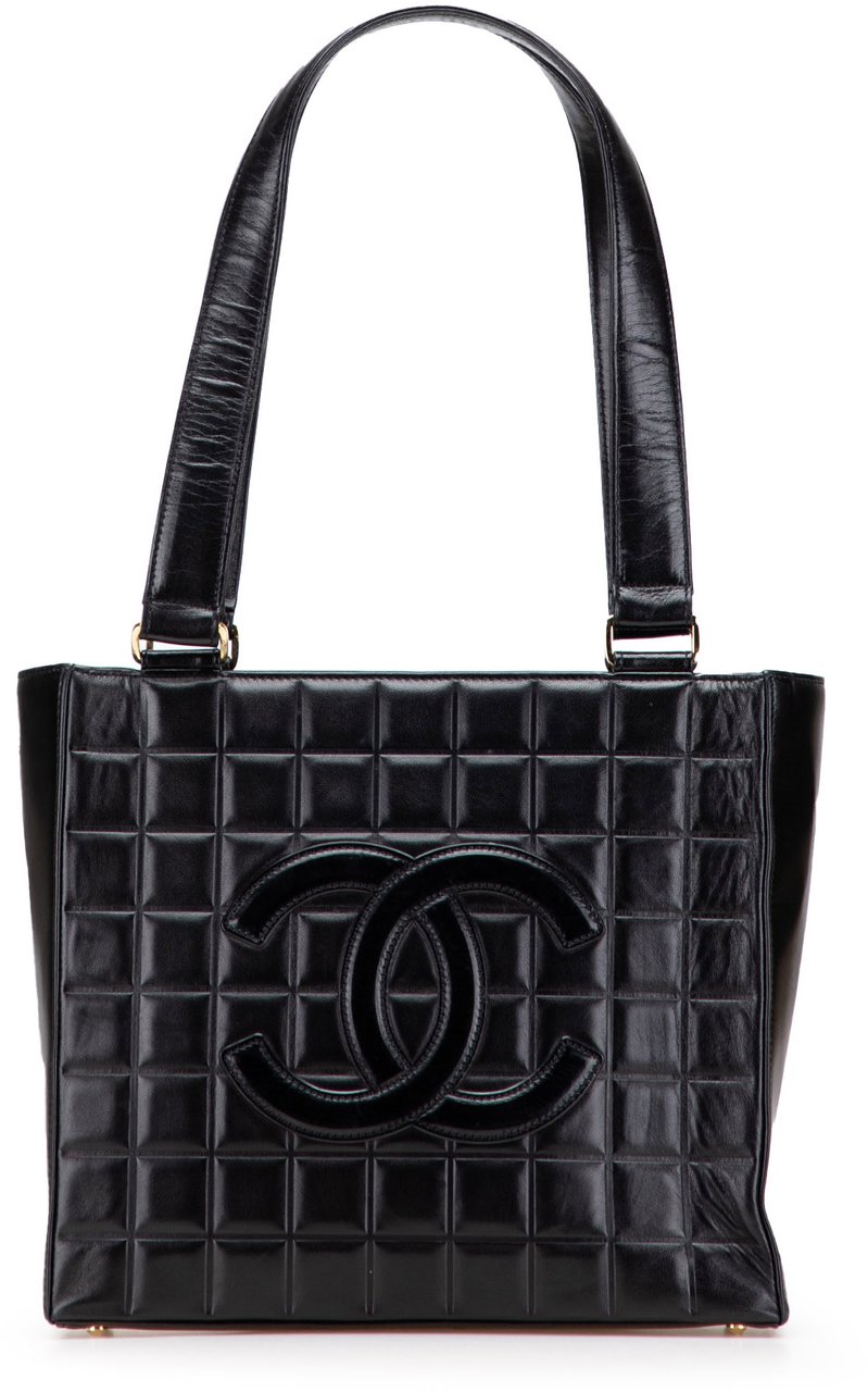 Chanel CC Chocolate Bar Lambskin Tote Zwart