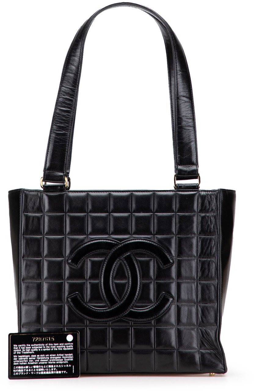 Chanel CC Choco Bar Lambskin Tote Zwart