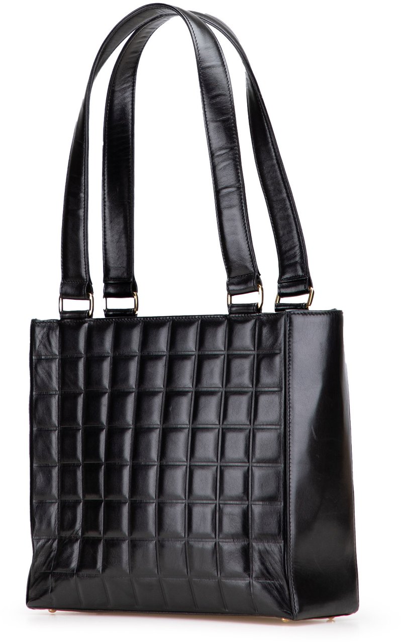 Chanel CC Chocolate Bar Lambskin Tote Zwart