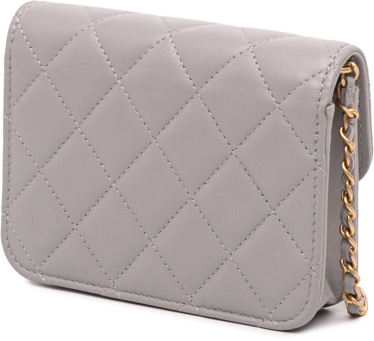 Chanel Mini Lambskin Pearl Crush Clutch On Chain Grijs