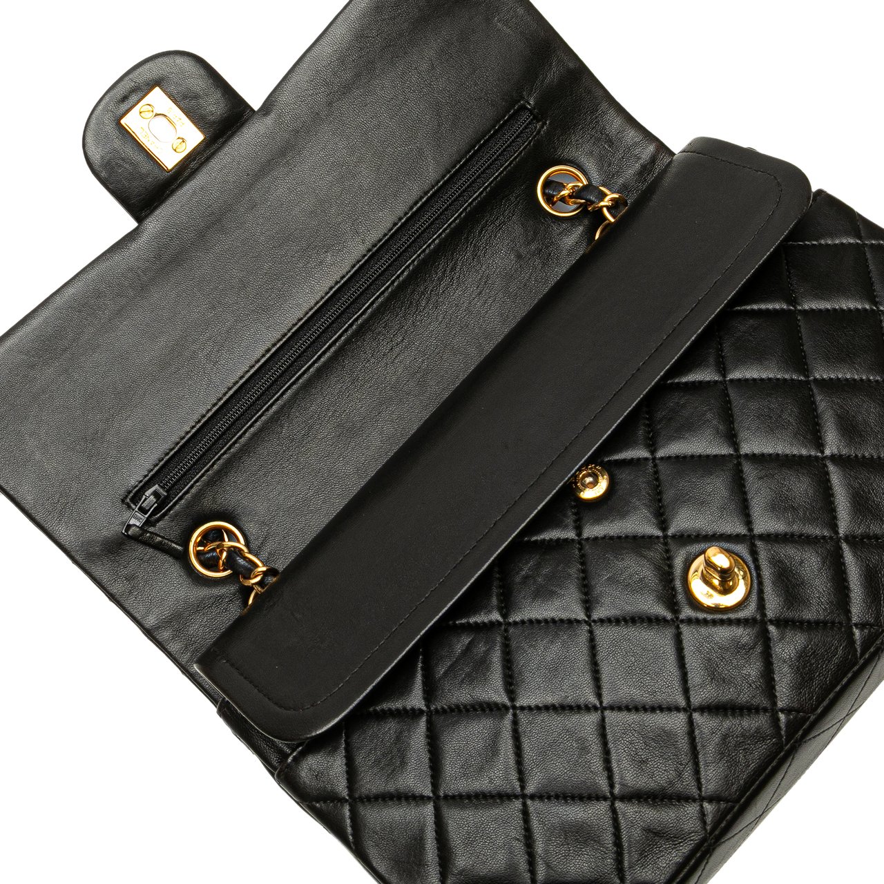 Chanel Medium Classic Lambskin Double Flap Zwart