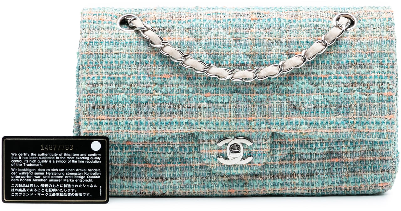 Chanel Medium Classic Tweed Double Flap Blauw