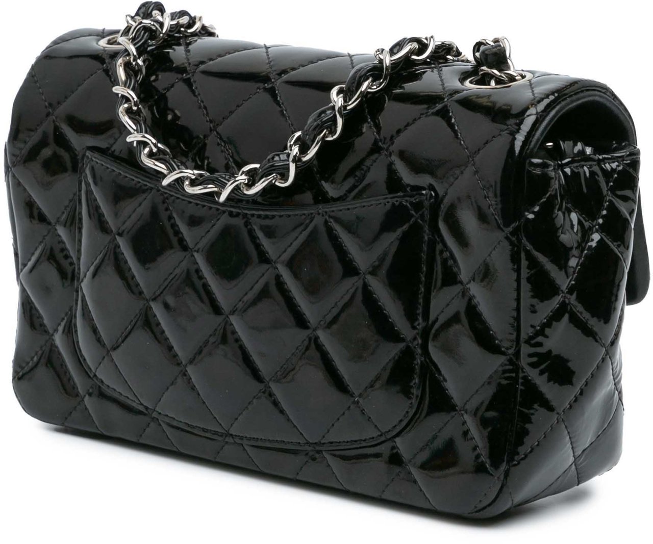 Chanel Mini Rectangular Classic Patent Single Flap Zwart