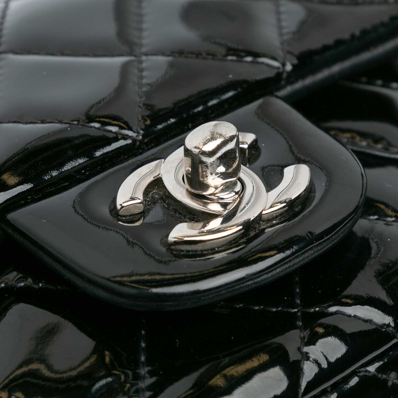 Chanel Mini Rectangular Classic Patent Single Flap Zwart
