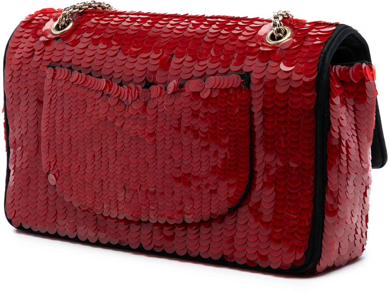 Chanel Paris-Shanghai Medium Satin and Sequins Double Flap Rood