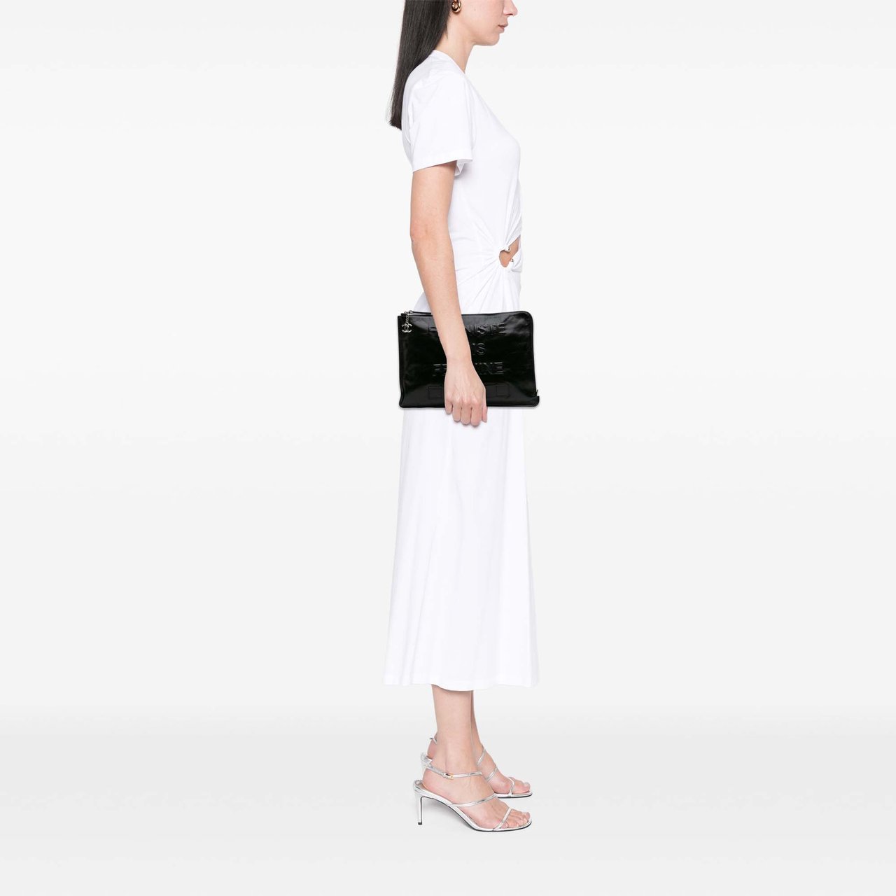 Chanel Large Calfskin Feministe Maize Feminine Pouch Zwart