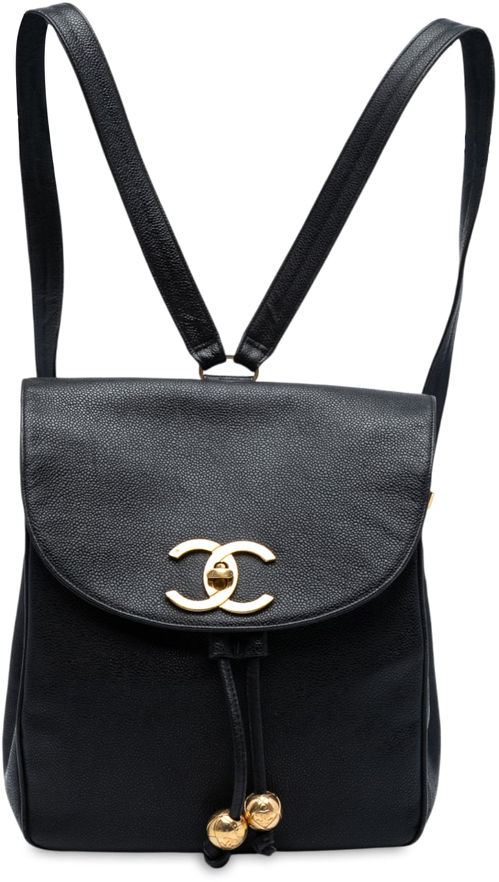 Chanel CC Caviar Turn Lock Backpack Zwart