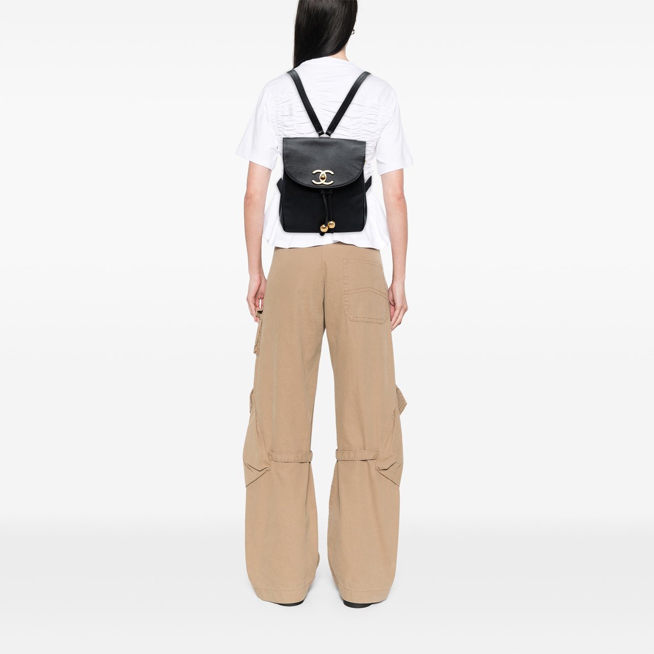 Chanel CC Caviar Turn Lock Backpack Zwart