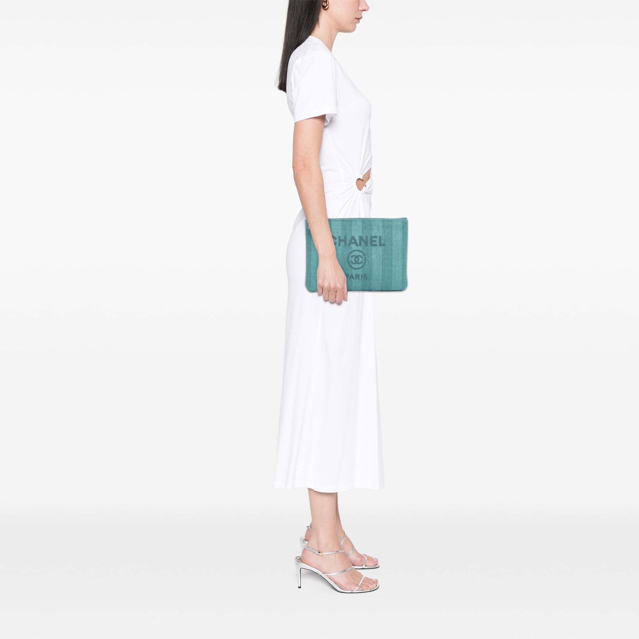 Chanel Medium Tweed Deauville O Case Clutch Blauw