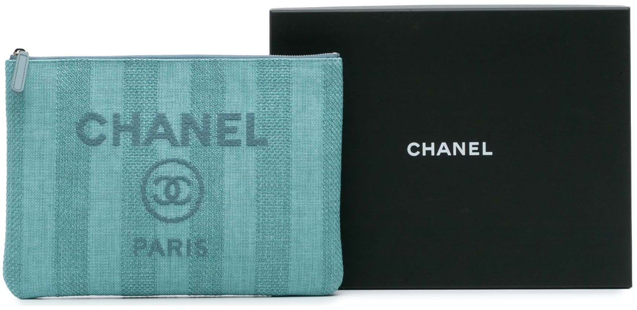 Chanel Medium Tweed Deauville O Case Clutch Blauw