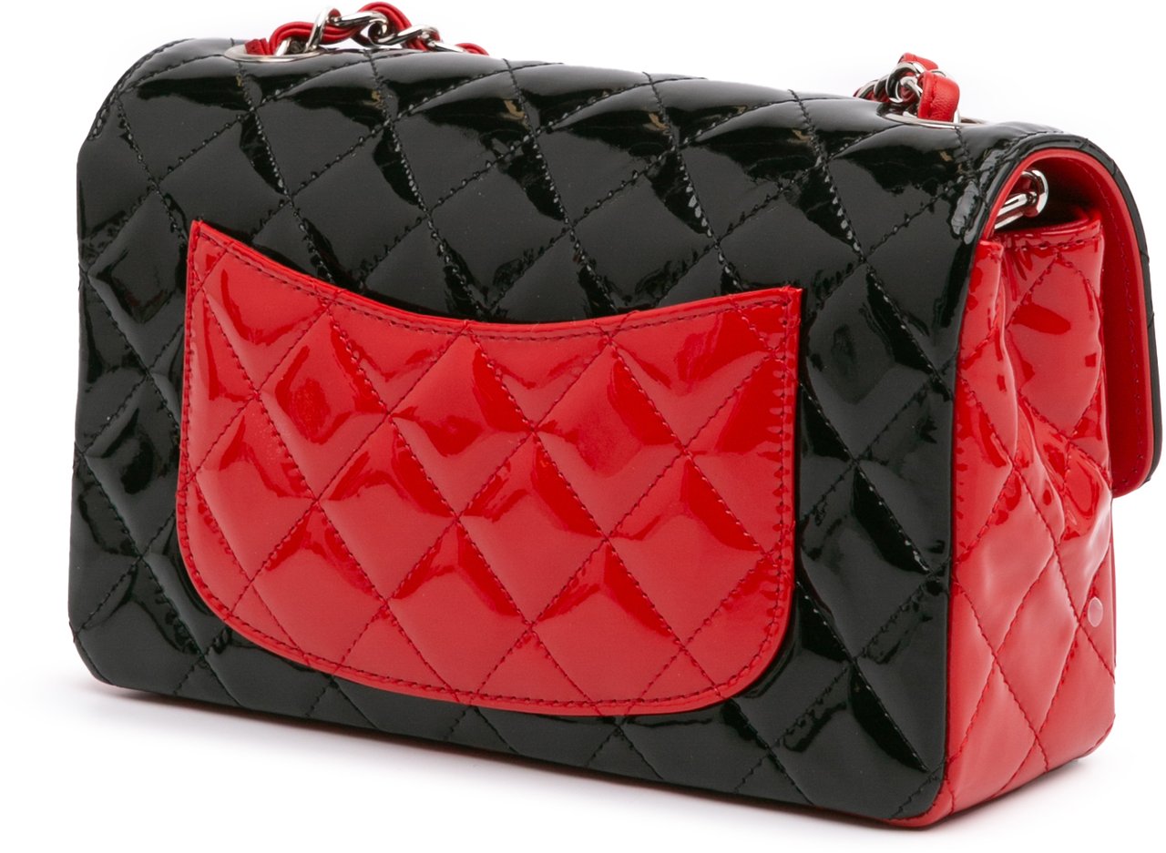 Chanel Mini Rectangular Bicolor Patent Single Flap Rood