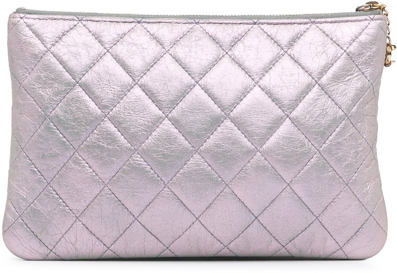 Chanel Iridescent Crumpled Calfskin Trio Cosmetic Case Paars