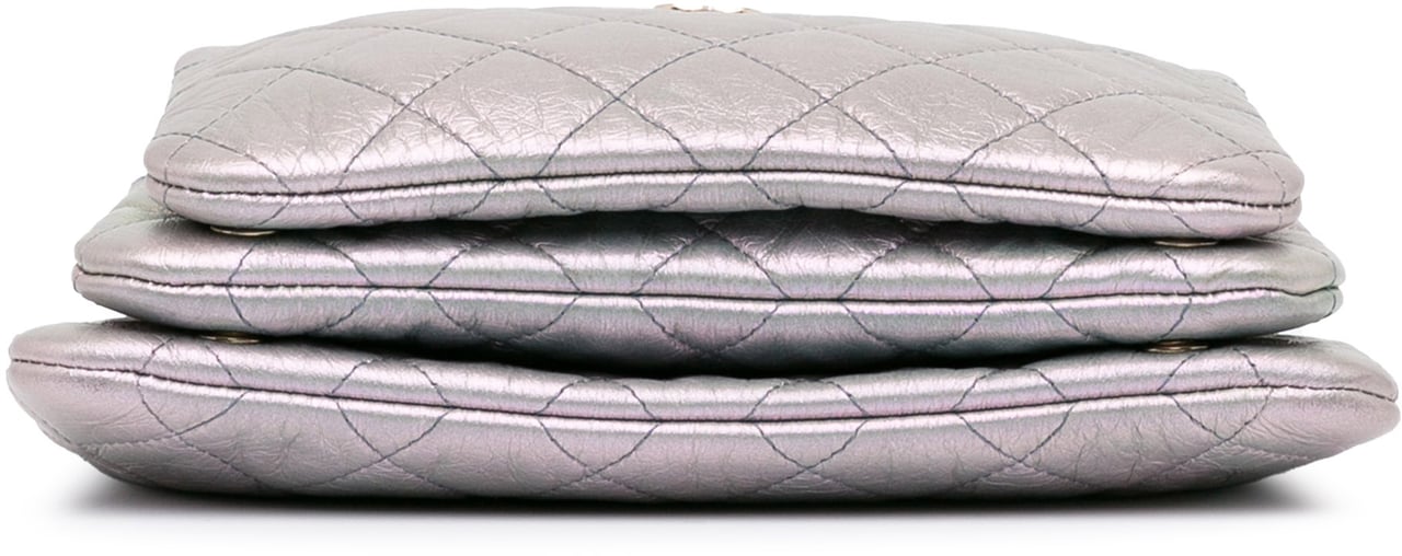 Chanel Iridescent Crumpled Calfskin Trio Cosmetic Case Paars