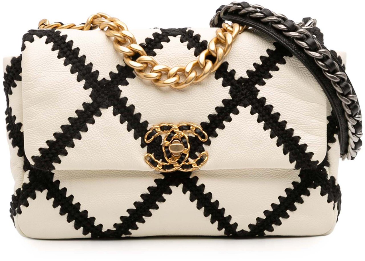 Chanel Medium Crochet Calfskin 19 Flap Wit