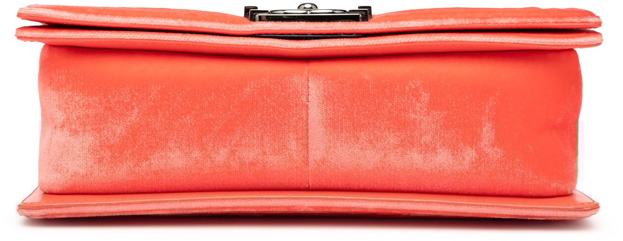 Chanel Old Medium Quilted Velvet Boy Flap Oranje