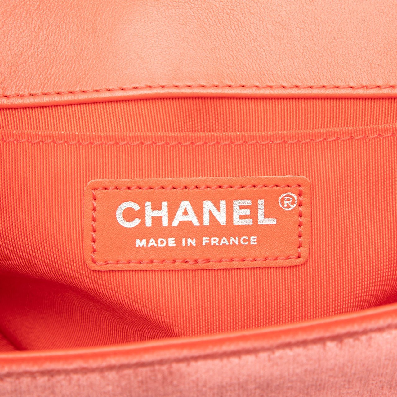 Chanel Old Medium Quilted Velvet Boy Flap Oranje
