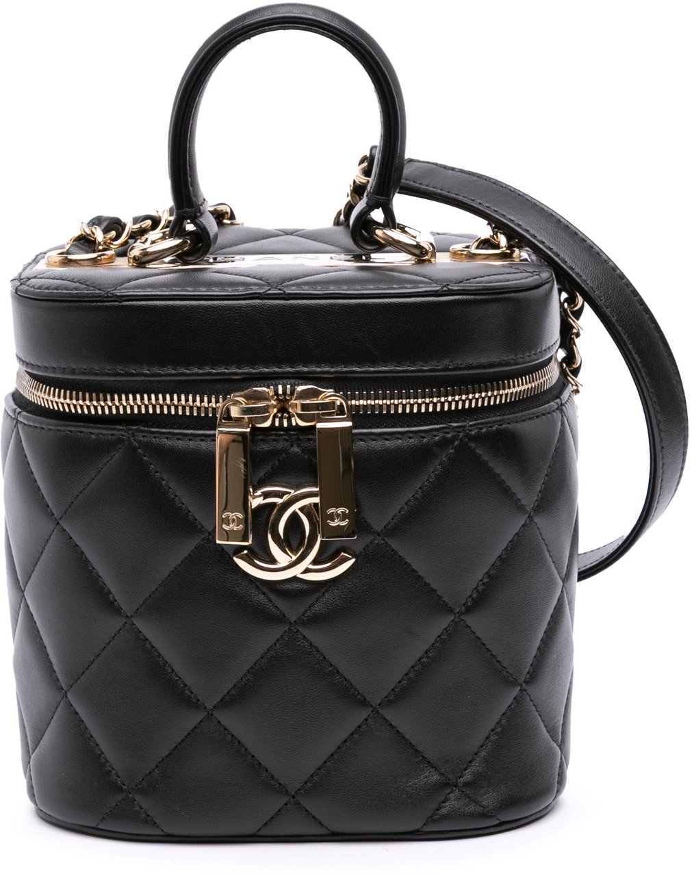 Chanel Quilted Lambskin Trendy CC Vanity Case Zwart