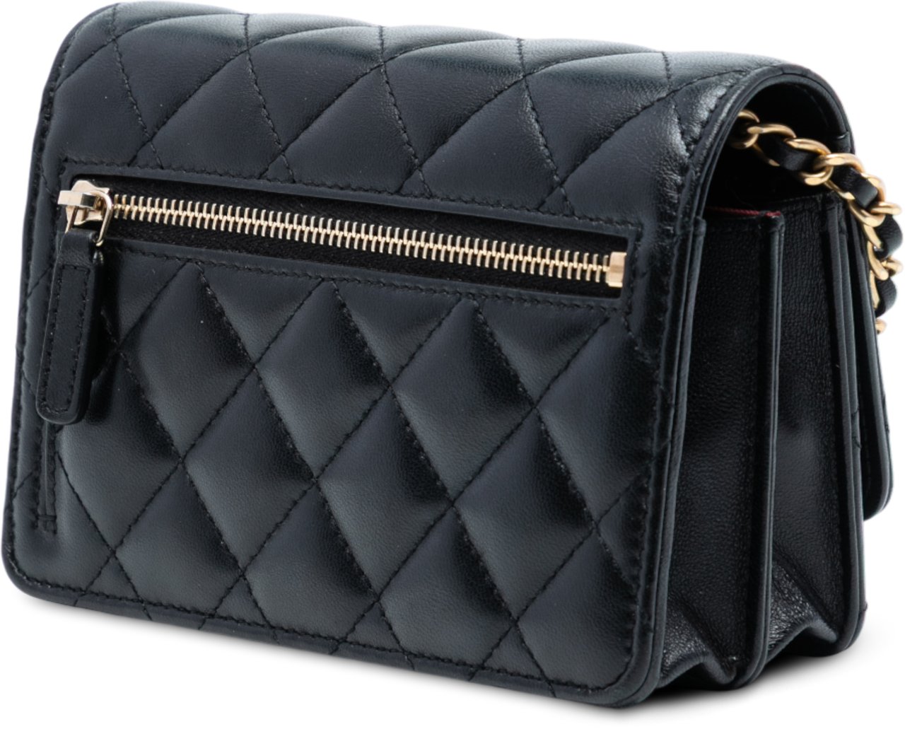 Chanel Lambskin Romance Wallet On Chain Zwart