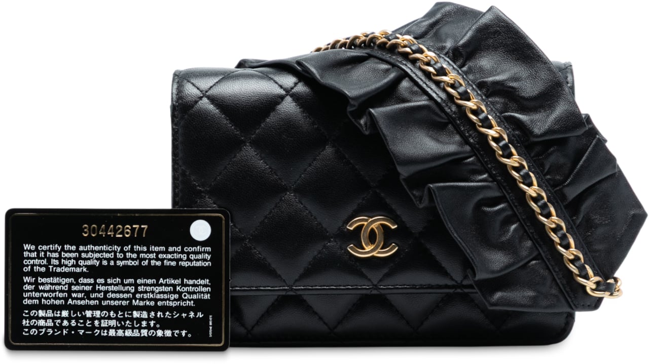 Chanel Lambskin Romance Wallet On Chain Zwart